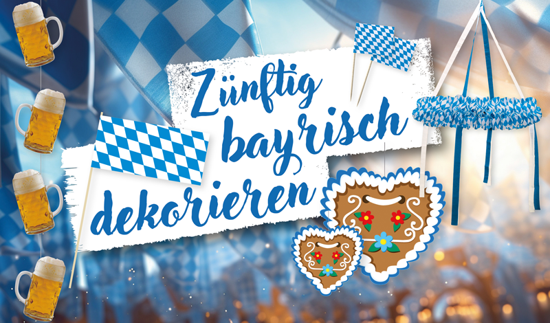 Oktoberfest-Deko (Girlanden, Servietten)