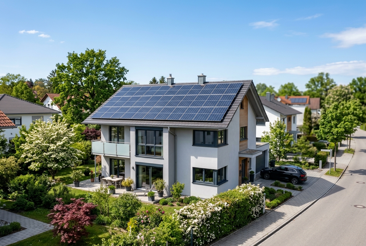 Aufdach-Photovoltaikanlage Einfamilienhaus