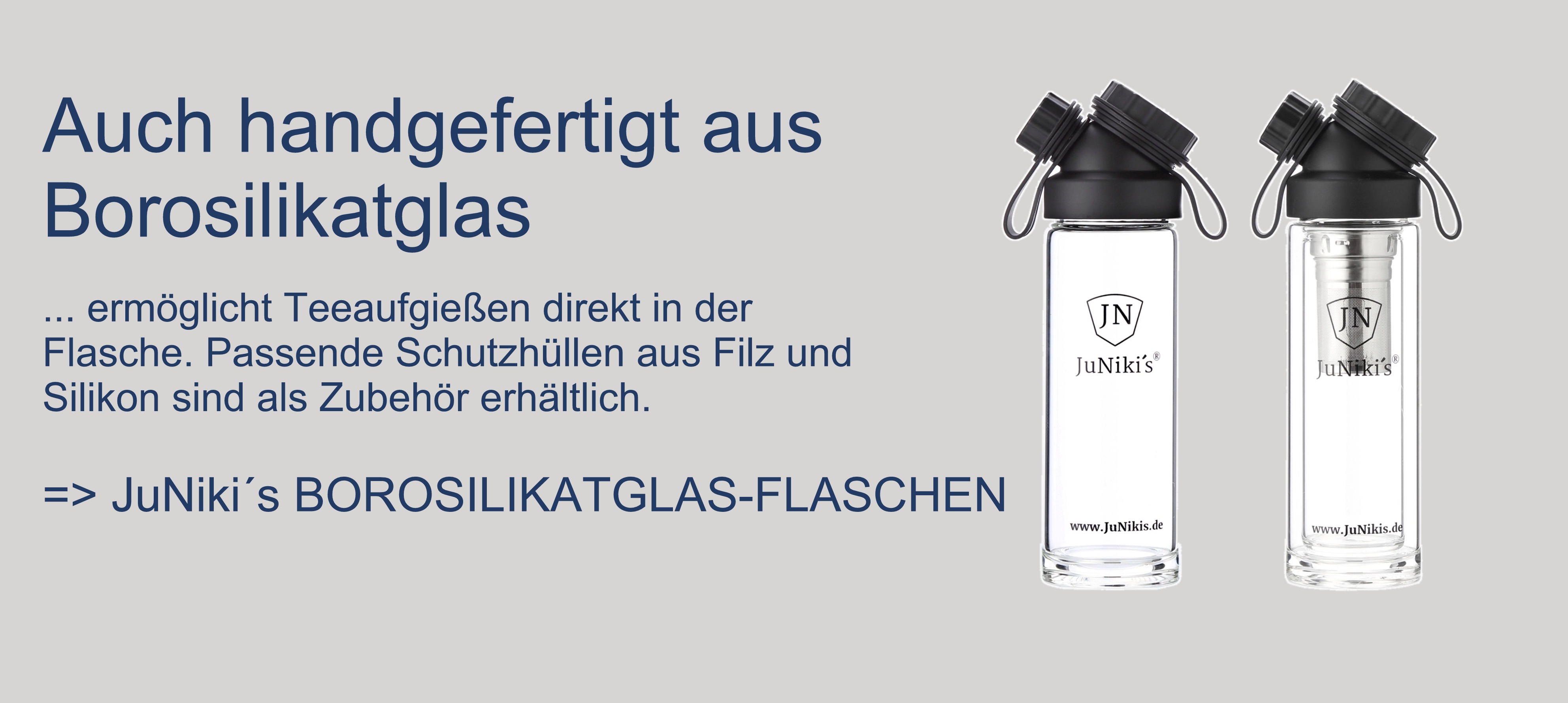 Glas-Trinkflasche mit Teesieb