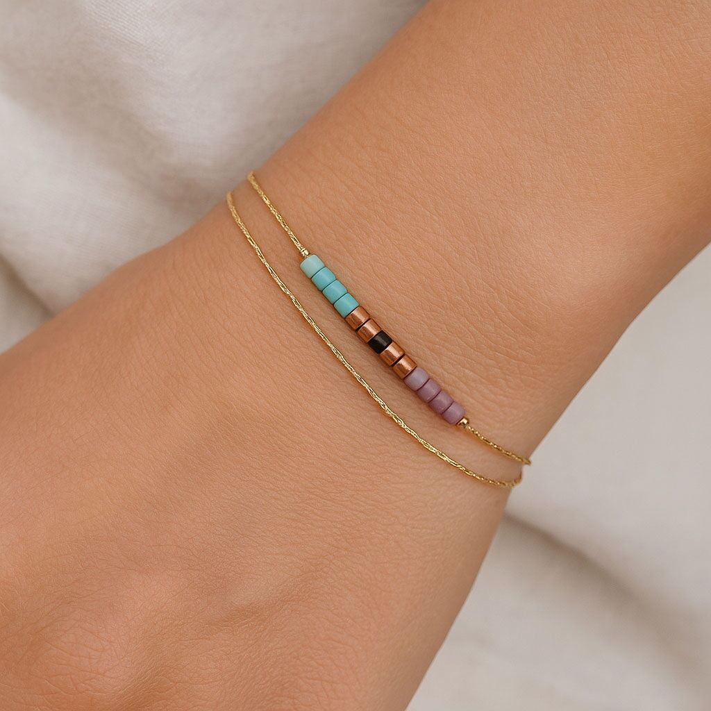 Delicate Miyuki glass bead double bracelet