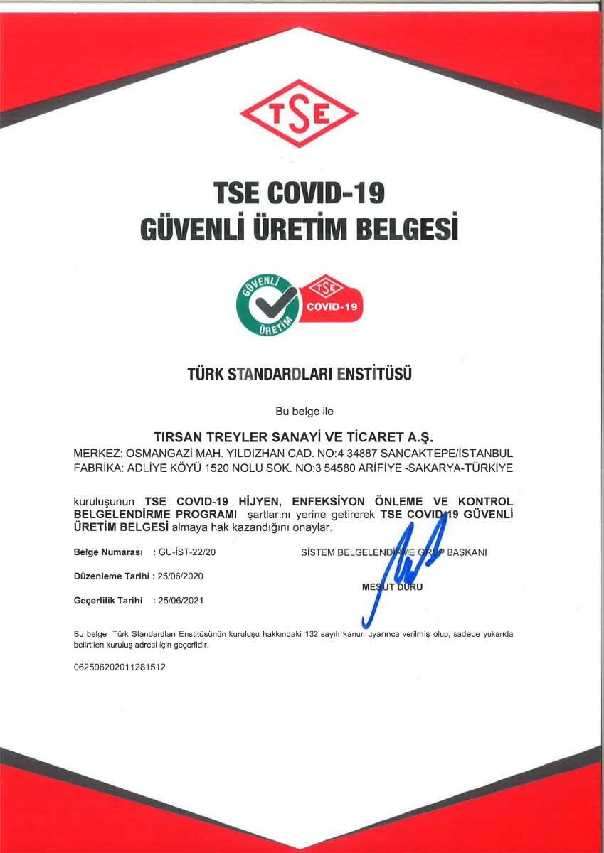 TSE Covid-19 Güvenli Üretim Belgesi (Zertifikat)
