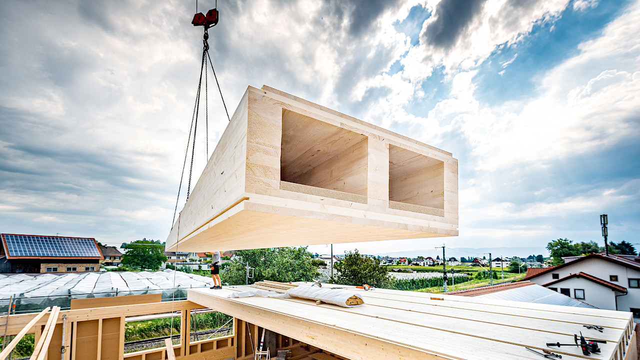 CLT BOX – Decke mit Akustikplatte