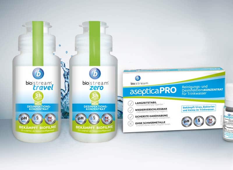 biostream® ZERO, TRAVEL und asepticaPRO in verschiedenen Gebindegrößen