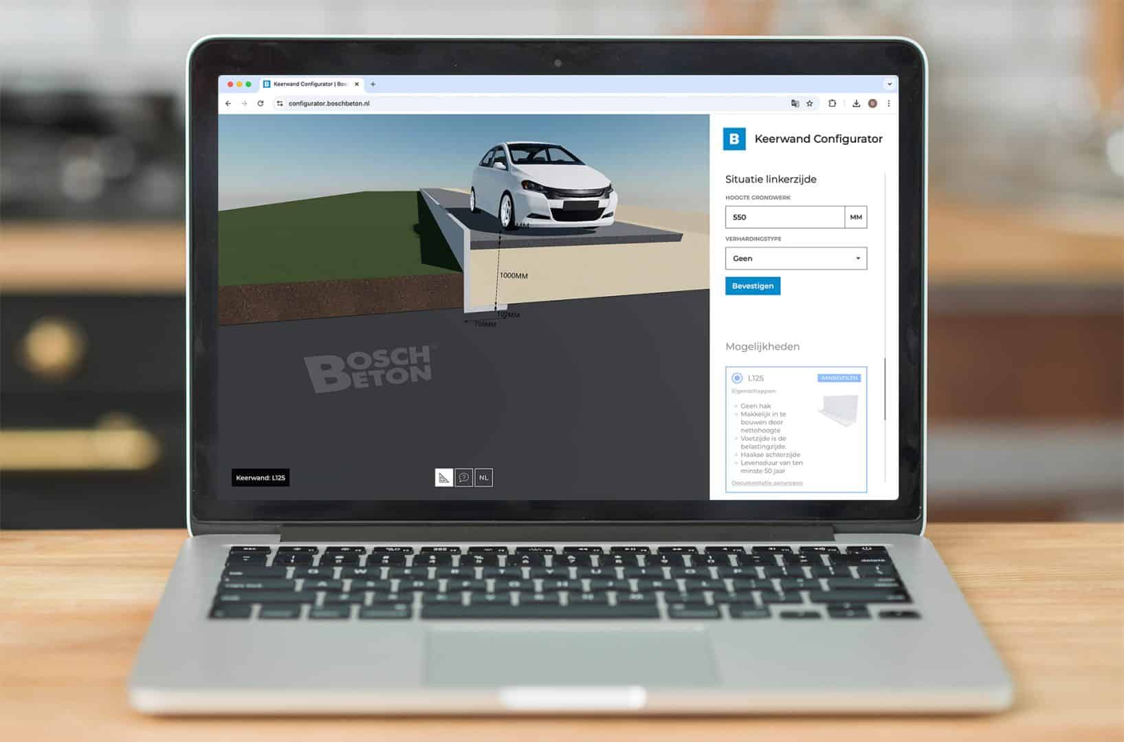 3D retaining wall configurator