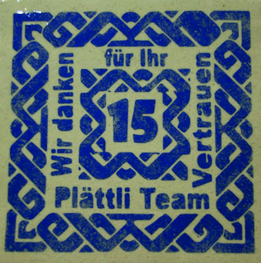 Prototyp Jubiläumsplättli für das Plättli Team