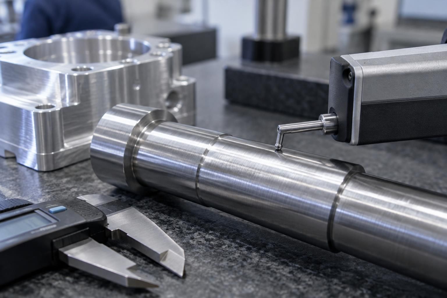 Caliper and roughness tester on a milled and ground part